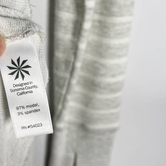 Athleta S Heather Gray Criss Cross Striped Long Sleeve Sweatshirt Dress Modal - Picture 8 of 11